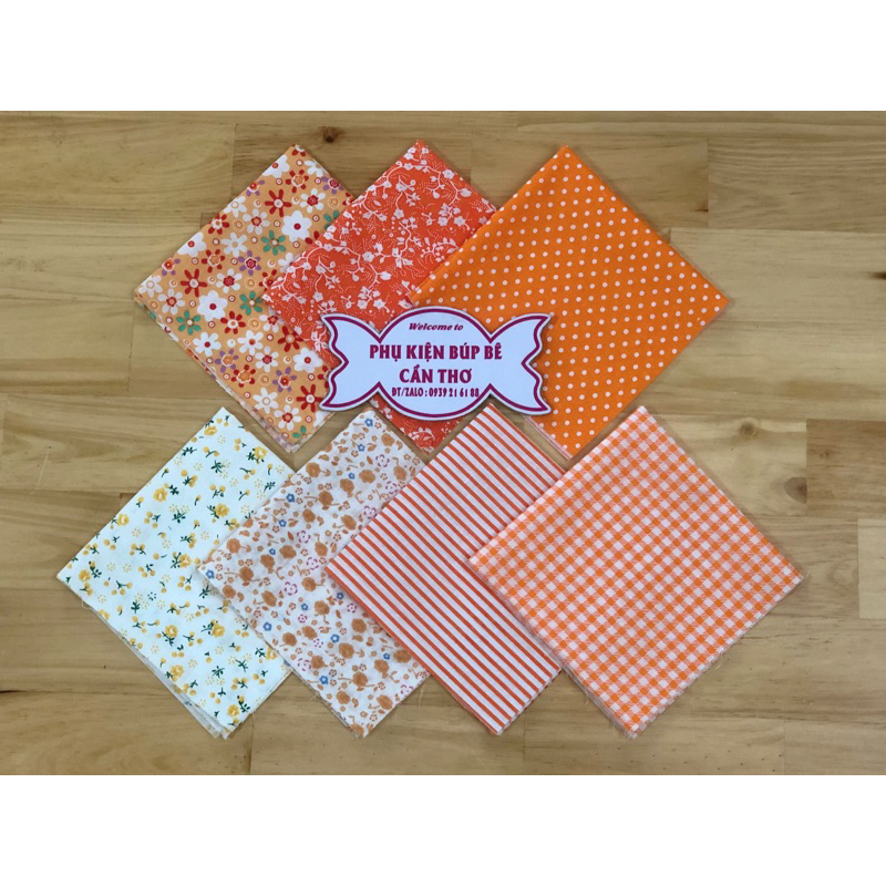 Set 7 mảnh vải 25x25cm may quần áo cho bup bê