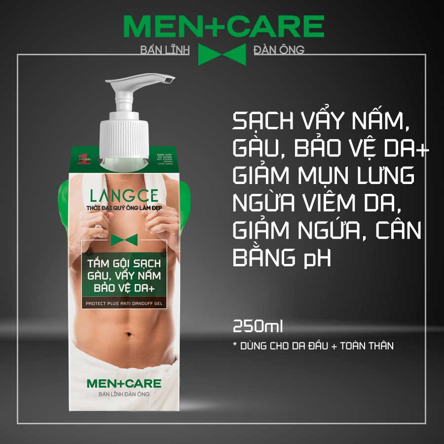 TẮM GỘI DƯỢC LIỆU SẠCH VẨY NẤM, GÀU BẢO VỆ+ DA VIÊM NANG LÔNG, NGỪA MỤN 250ml BS LANGCE DÀNH CHO NAM