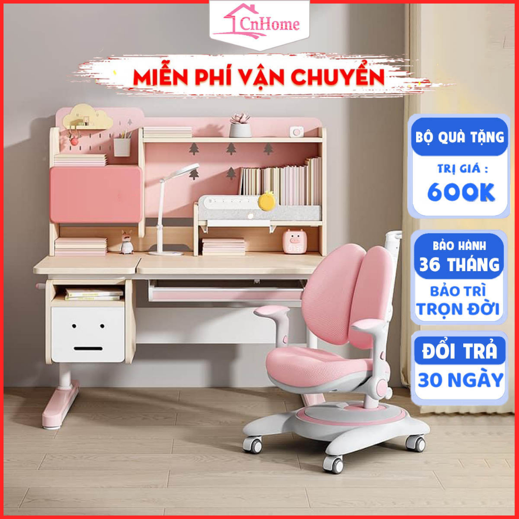 ( miễn phí vận chuyển 100%) Bàn học cho bé S08 CnHome, bàn học chống gù mặt bàn 60x1m2, bàn học sinh có tay quay,