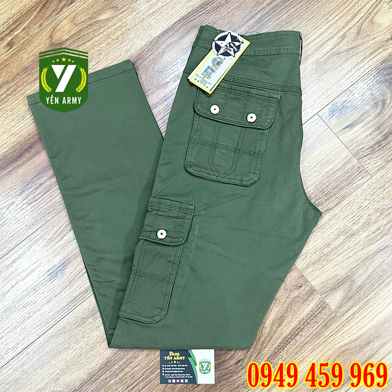 Bộ Quần Áo Lính Nam Dài Tay Túi Hộp Màu Xanh Rêu - Mã A916 + Q806