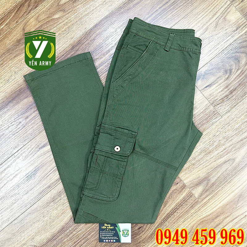 Bộ Quần Áo Lính Nam Dài Tay Túi Hộp Màu Xanh Rêu - Mã A916 + Q806