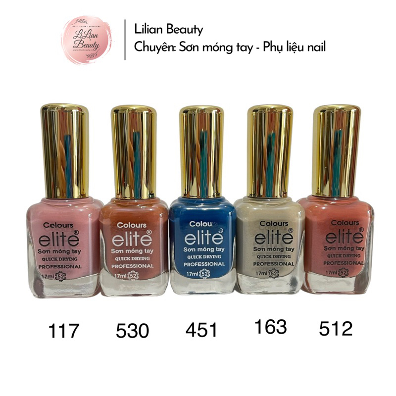 Combo 5 chai sơn móng tay gel lạnh Elite không hơ máy, màu đẹp, dung tích 17ml