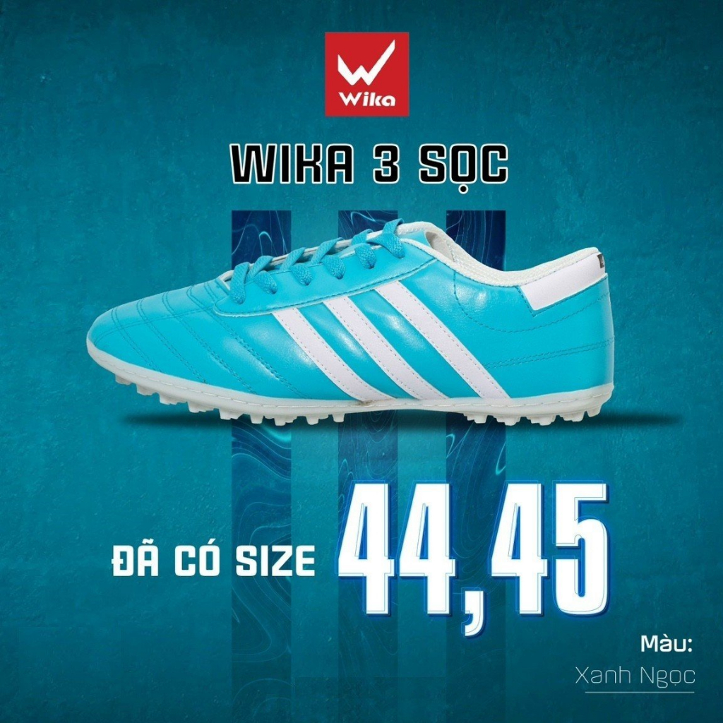 Giày đá bóng wika 3 sọc,giày đá banh sân cỏ nhân tạo chính hãng
