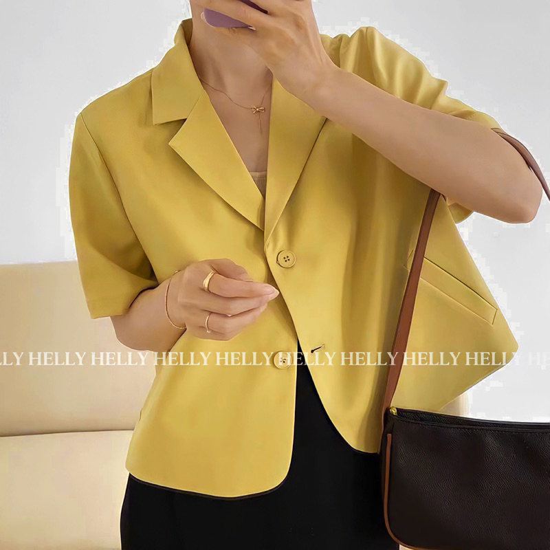 ÁO BLAZER NỮ CROPTOP TAY NGẮN HELLY SHOP | BigBuy360 - bigbuy360.vn