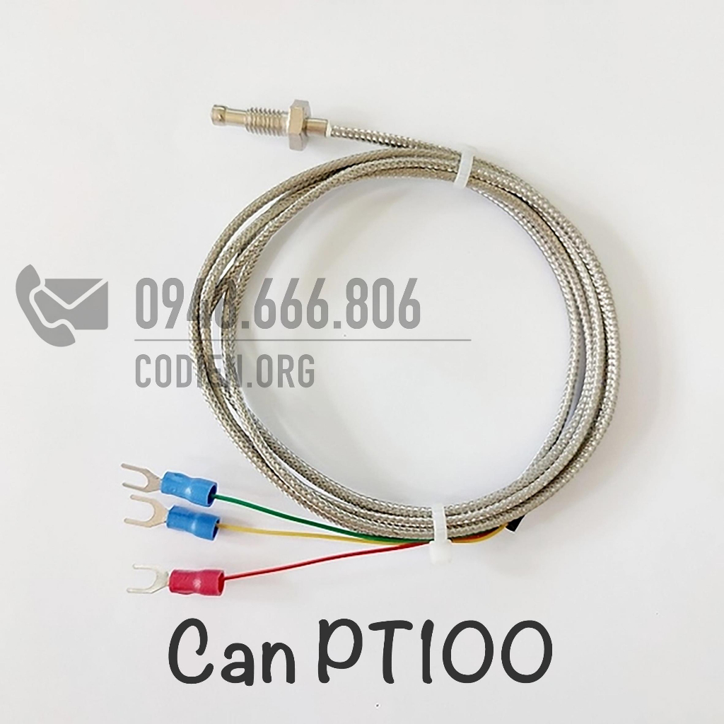 Can nhiệt PT100 ren M6, can đo nhiệt độ loại 3 dây PT100 dải đo -200 độ C – 500 độ C