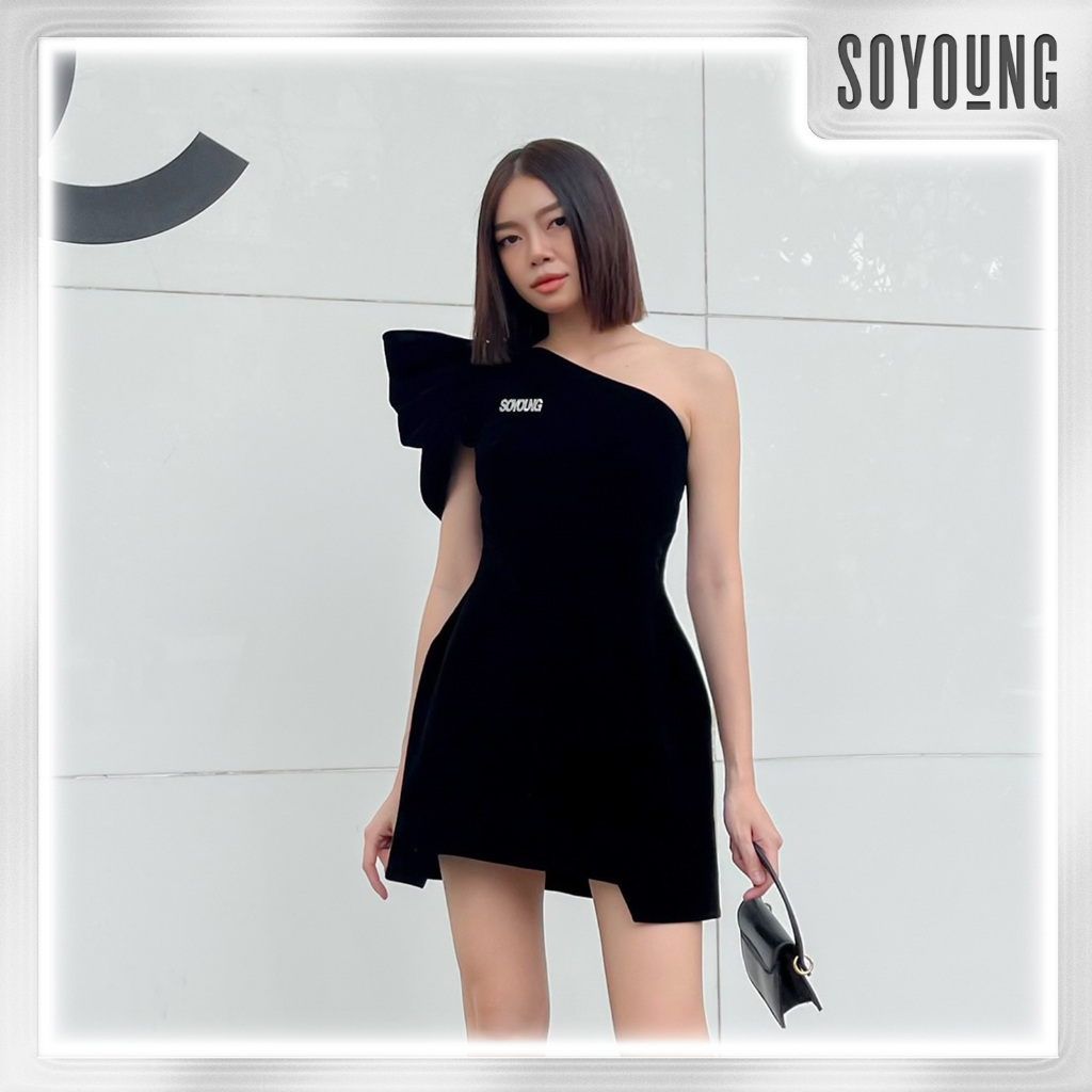 Váy nữ sang chảnh sang trọng dự tiệc công sở thiết kế body MARINA chất liệu nhung đen cao cấp SOYOUNG - VSY200205NDB