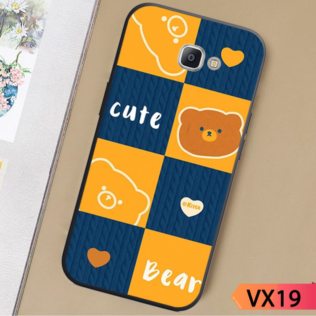 Ốp lưng điện thoại Samsung SS A9 Pro - C9 Pro - Note 5 - Note Fe -hình bear cute xanh cam