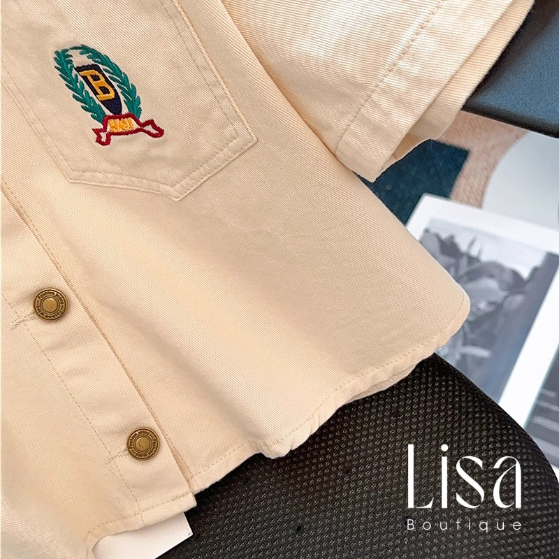 Áo Sơ Mi Nữ Kaki, Áo Ngắn Tay Dáng Croptop Năng Động Thu Hút, Chất Vải Kaki Đứng Form NC01