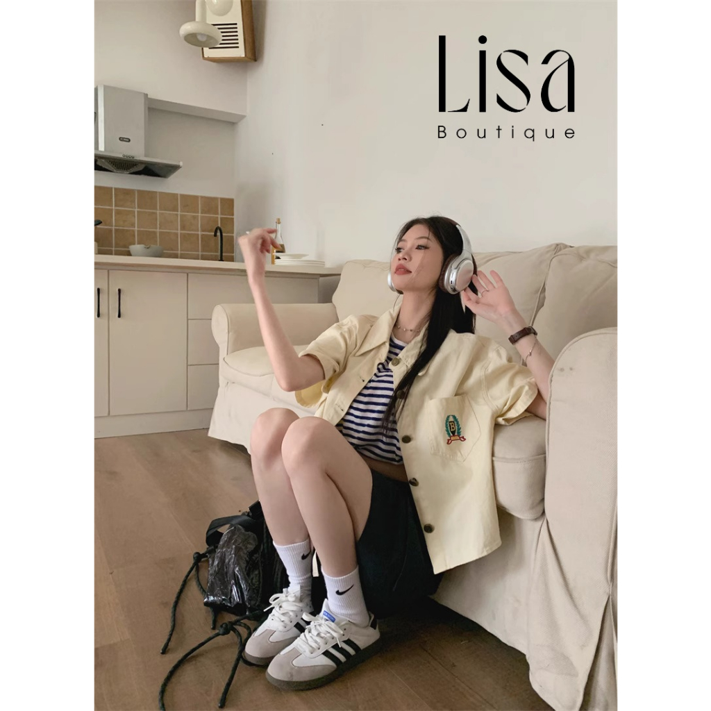 Áo Sơ Mi Nữ Kaki, Áo Ngắn Tay Dáng Croptop Năng Động Thu Hút, Chất Vải Kaki Đứng Form NC01