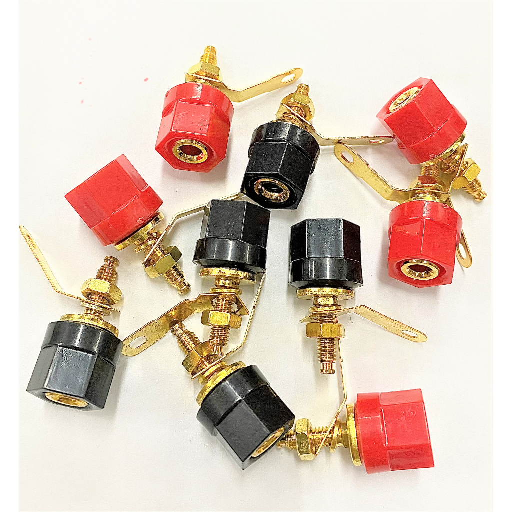 Combo 5 đôi cọc loa đơn ngắn đen đỏ