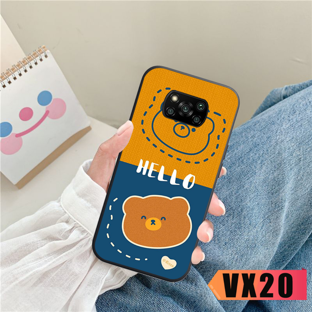 Ốp lưng điện thoại Xiaomi Poco X3 - Poco X3 Pro - Poco M3 - hình bear cute xanh cam