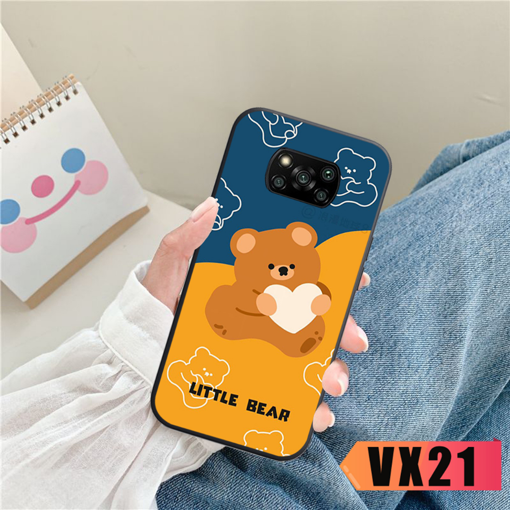 Ốp lưng điện thoại Xiaomi Poco X3 - Poco X3 Pro - Poco M3 - hình bear cute xanh cam