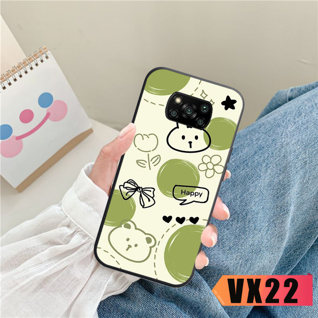 Ốp lưng điện thoại Xiaomi Poco X3 - Poco X3 Pro - Poco M3 - hình bear cute xanh cam