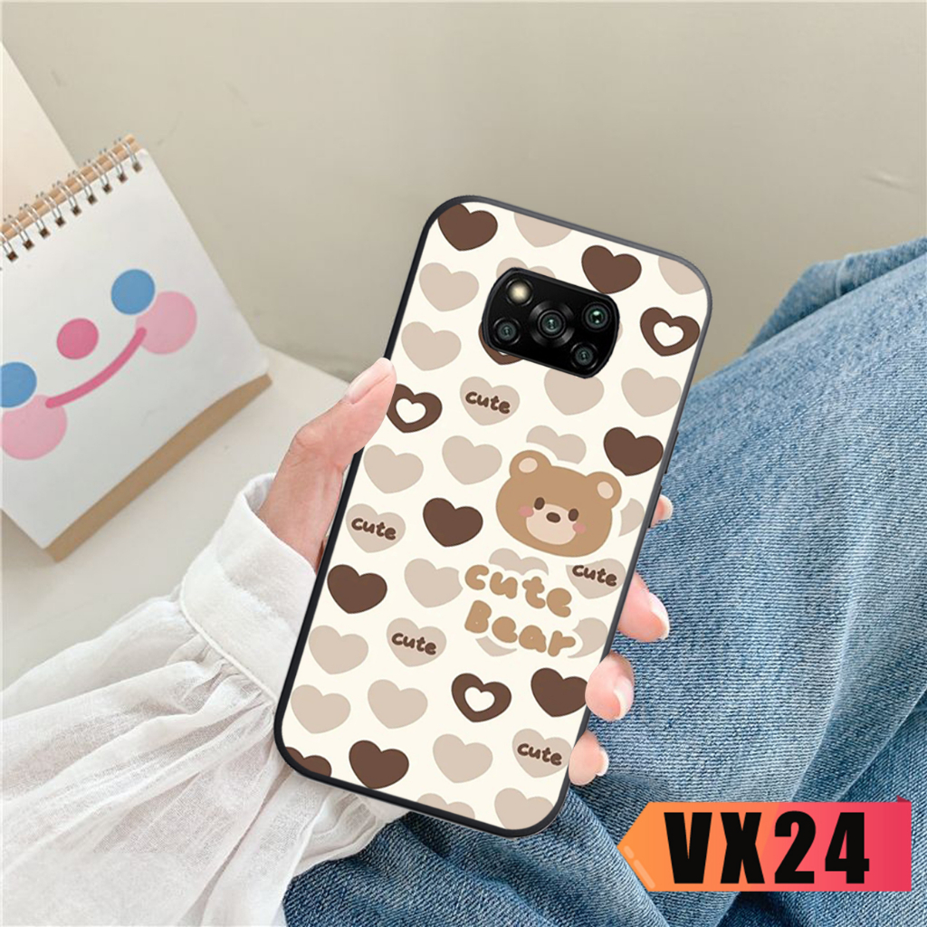 Ốp lưng điện thoại Xiaomi Poco X3 - Poco X3 Pro - Poco M3 - hình bear cute xanh cam