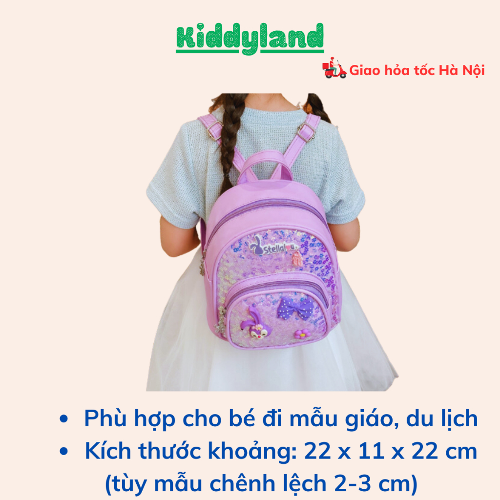 (Nhiều mẫu) Balo mầm non hình ELSA, Hello Kitty, Bạch Tuyết, Pony, Tiên Cá, balo cho bé mẫu giáo đính kim sa