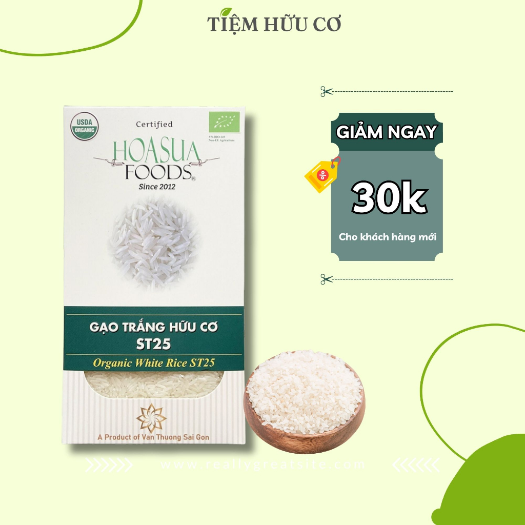 Gạo trắng hữu cơ Hoa Sữa ST25 1kg dẻo,mềm cơm,thơm đặc trưng giàu dinh dưỡng date mới