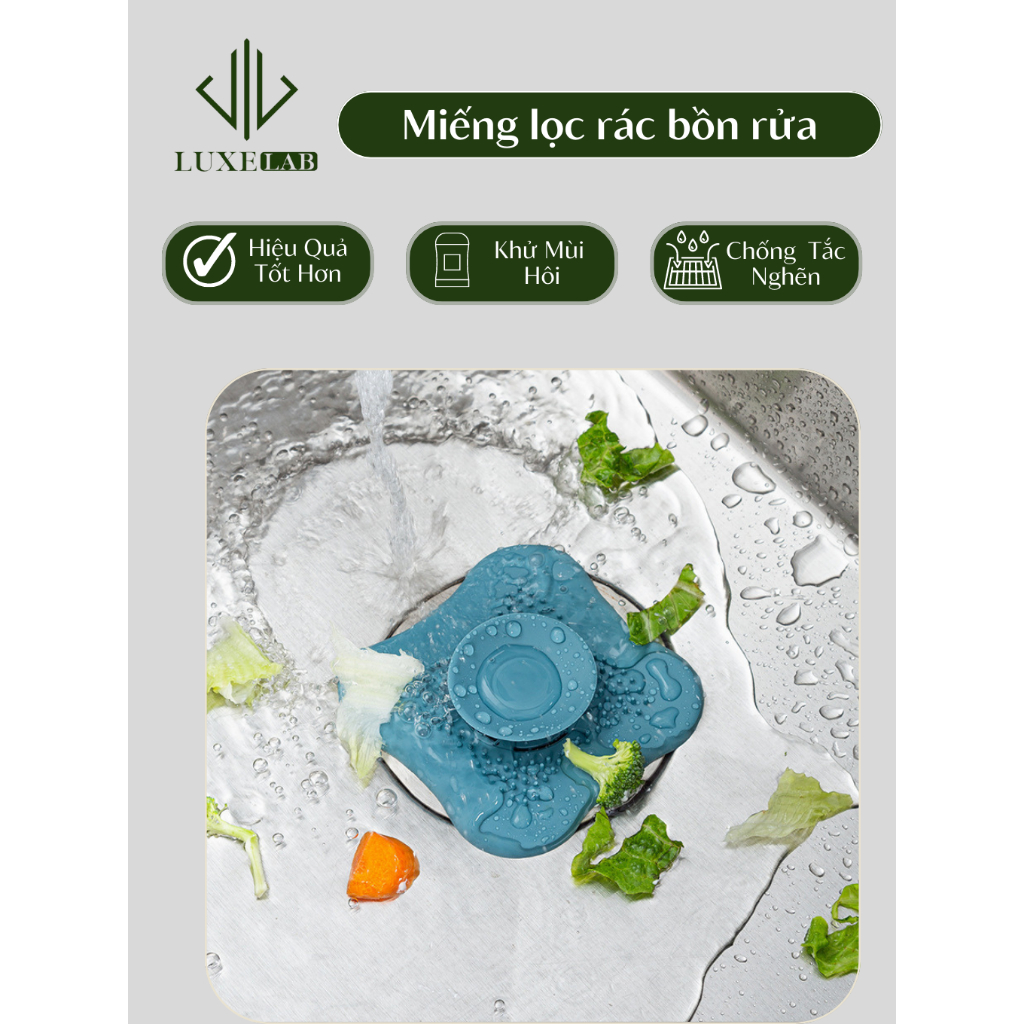 Nắp Lọc Rác Chống Tắc Nghẽn Bồn Rửa Chén - Đậy Cống Thoát Nước Khử Mùi LUXELAB 12242