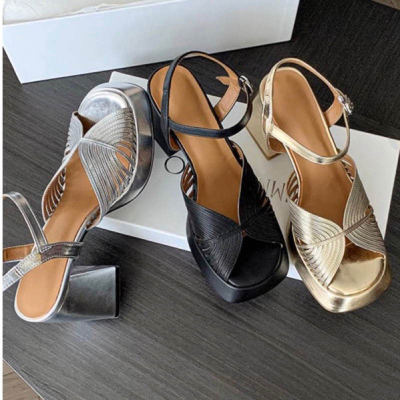 ORDER 🎀 Giày quai dây mảnh đan gót vuông 9cm 34-39