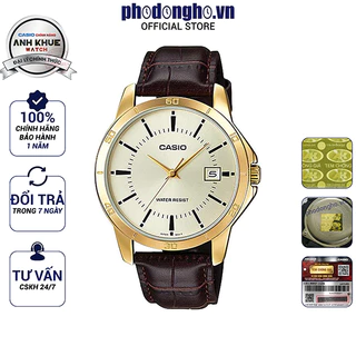 Đồng hồ nam dây da Casio chính hãng Anh Khuê MTP-V004GL-9AUDF