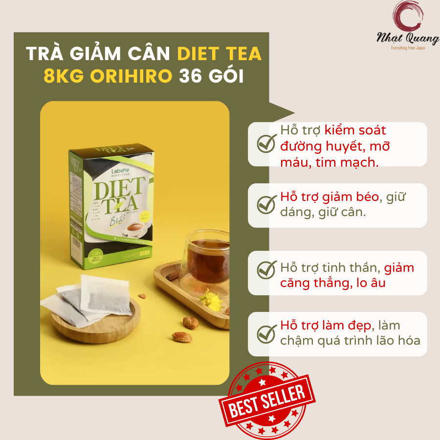 Trà hỗ trợ kiểm soát cân nặng Diet tea 8kg Orihiro(36 gói)