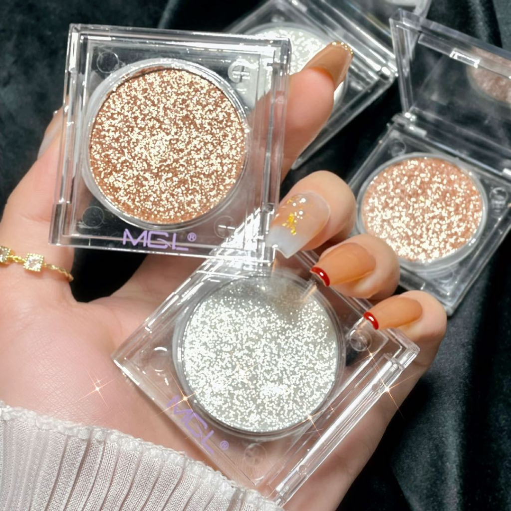 Phấn nhũ mắt đơn sắc nhũ nén Highlighter , bắt sáng, lấp lánh không thấm nước và lâu trôi