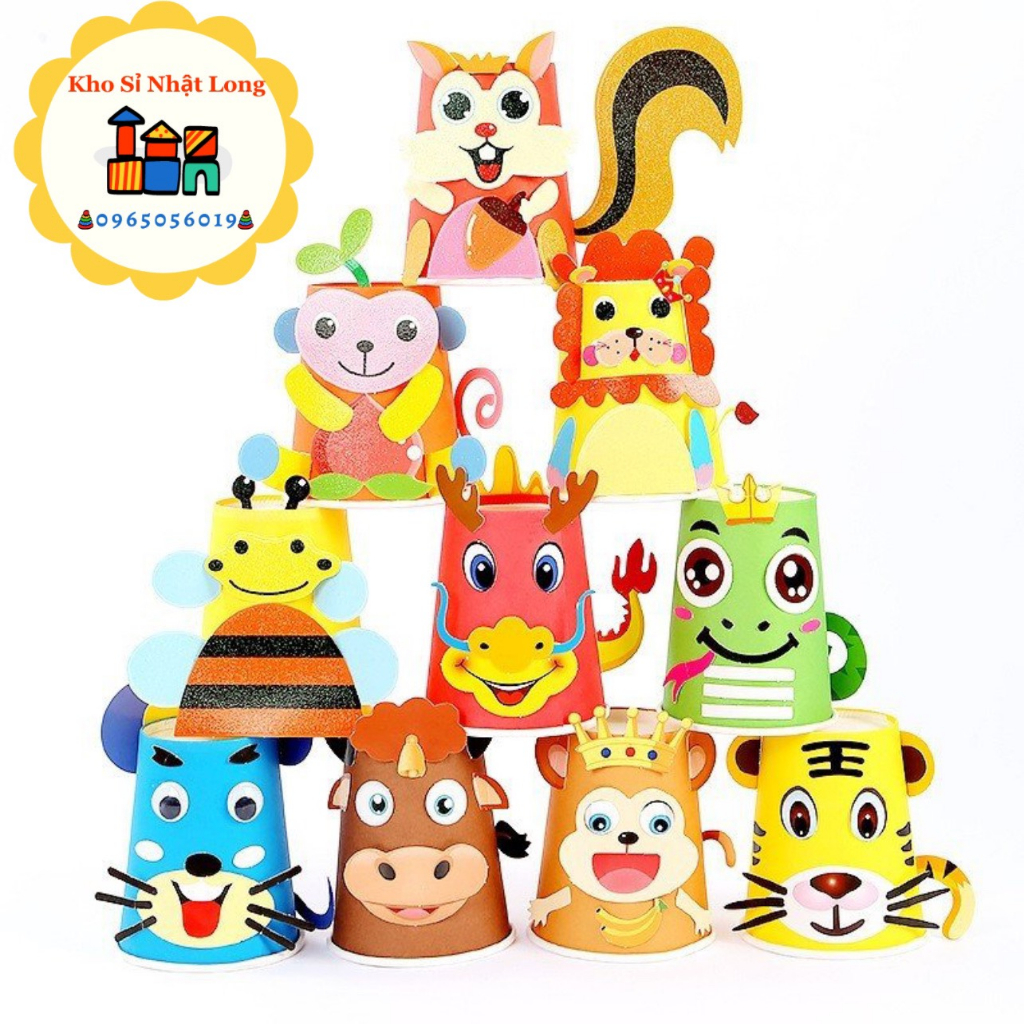 Set 10 Cốc Giấy, Ly giấy Nhiều Màu Làm Thủ Công Phân loại mầu sắc Cho Bé