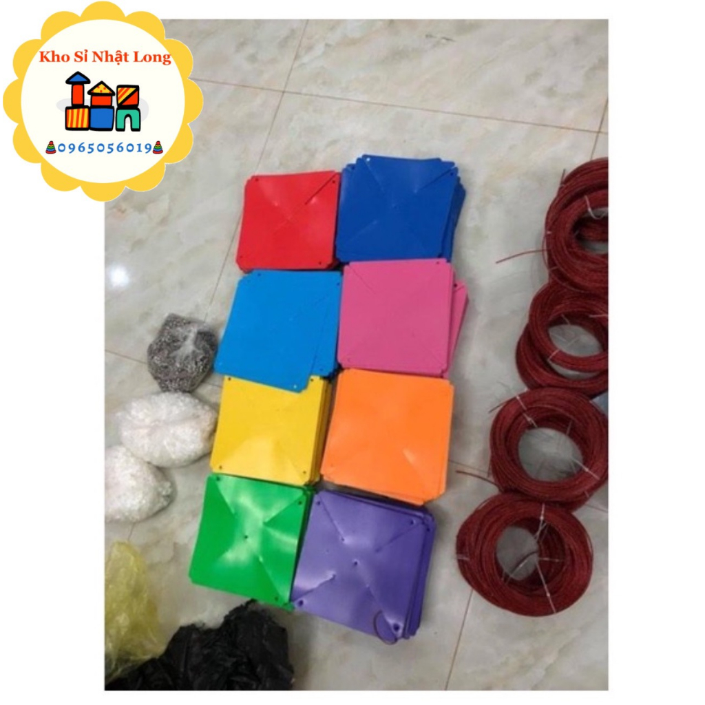 100 chong chóng nhựa 7 màu 20cm treo dây trang trí trường học, mầm non, khu du lịch, nhà chùa