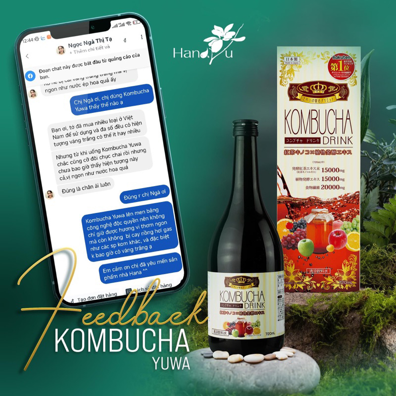 Hàng chính hãng - Nước uống lên men Kombucha Yuwa 720ml