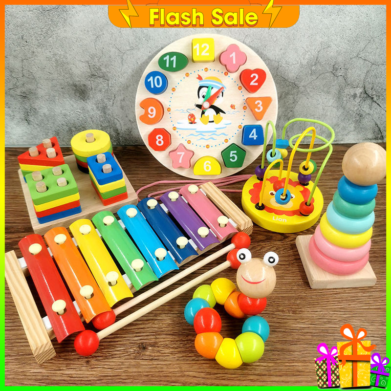 Đồ chơi gỗ thông minh combo 6 món an toàn cho bé - phát triển trí tuệ toàn diện