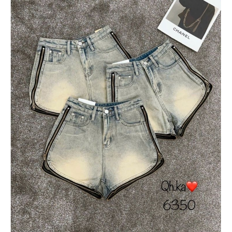 Quần sooc jeans viền khóa cạnh hàng QCL1