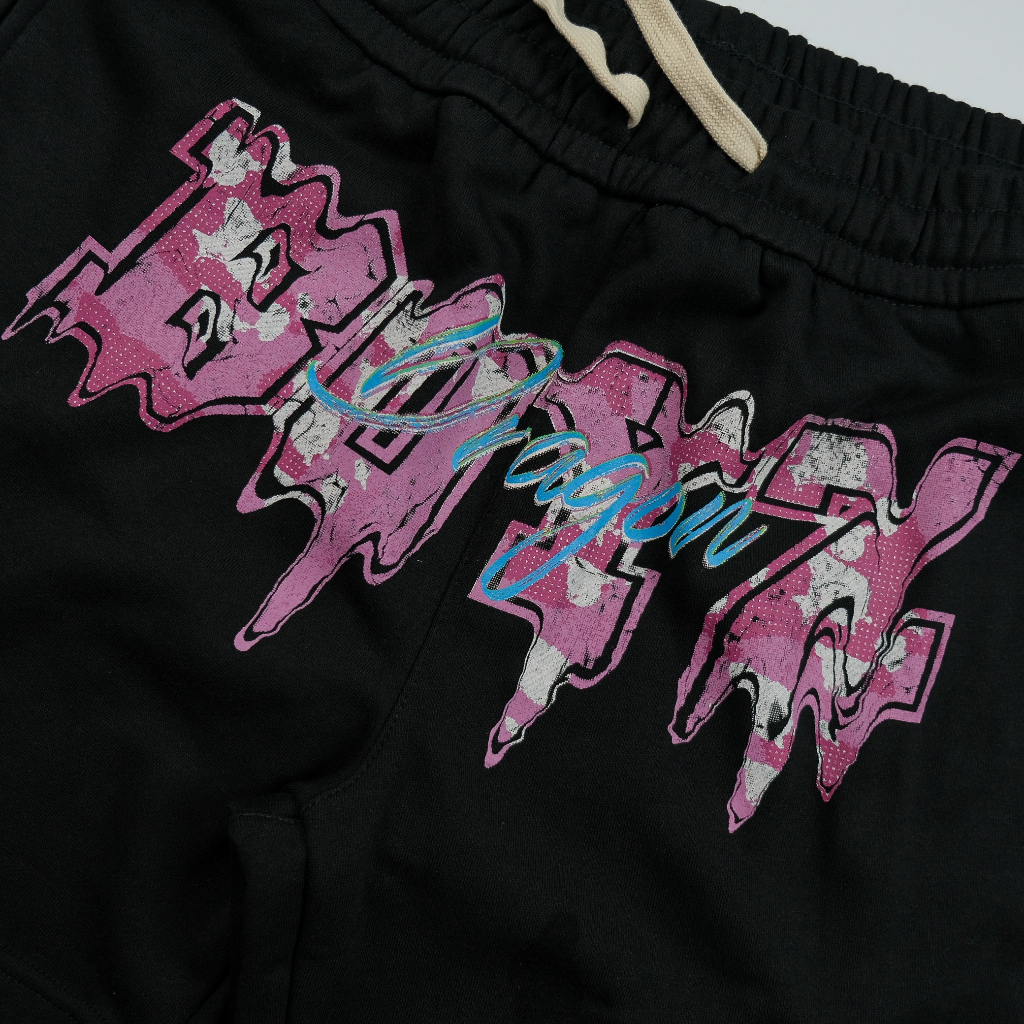 Quần Short Unisex Dragon Pink Short Nỉ Chân Cua , Thiết Kế Độc Quyền, Hình In DTG - Dragon Boyz Brand Chính Hãng