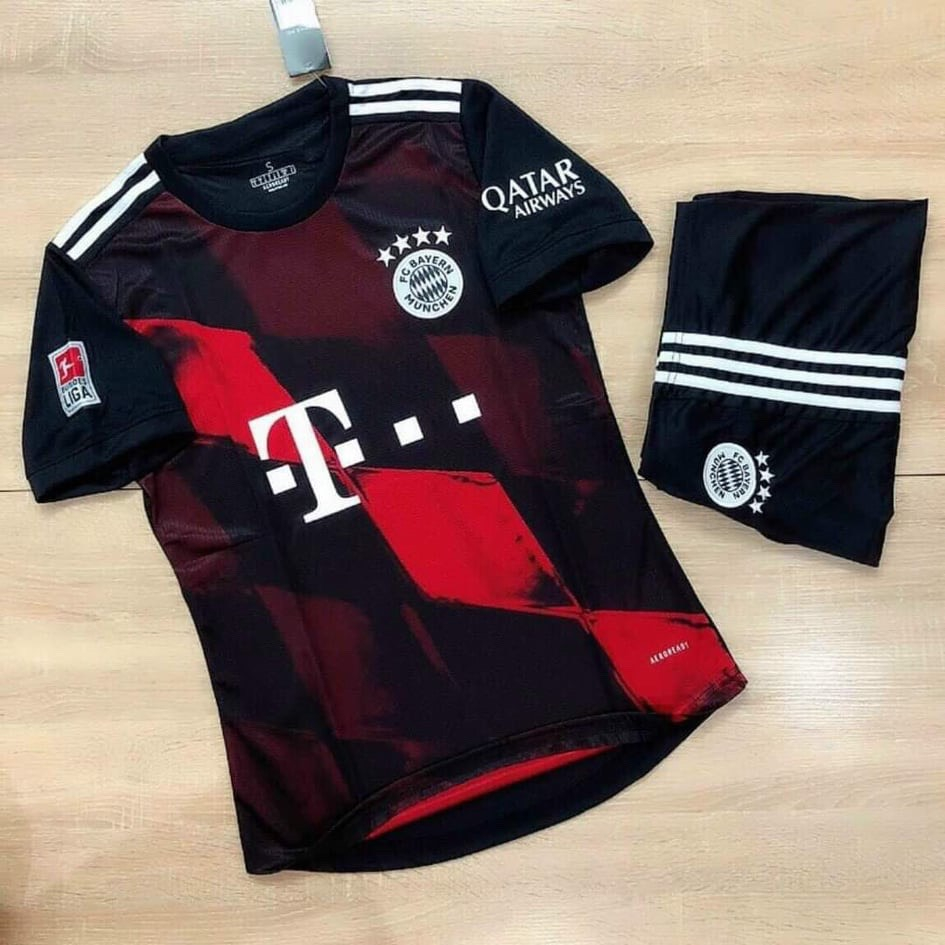 Bộ đá bóng in tên - Bộ quần áo bóng đá Bayern đen- đồ đá banh In tên theo yêu cầu - Hàng thun lạnh cao cấp