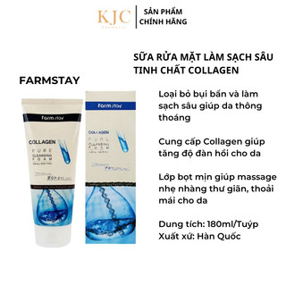 Sữa rửa mặt làm sạch sâu tinh chất Collagen- FARMSTAY COLLAGEN PURE CLEANSING FOAM