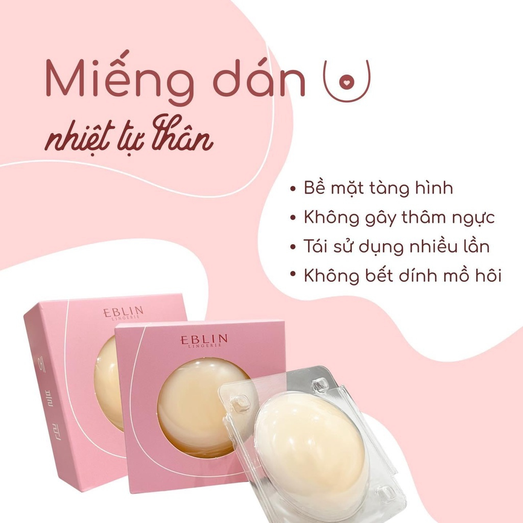 Miếng dán ngực silicon nhiệt tự thân EBLIN dán ti siêu mỏng ôm khít HeeS501