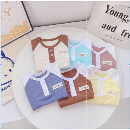 Bộ quần áo dài tay bé trai, bộ quần áo dài tay bé gái Peekaboo phối tay chất tăm