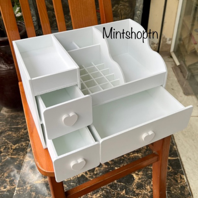 combo 2 cái kệ đựng mỹ phẩm max trắng full 20 ô son núm tim