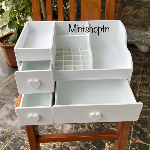 combo 2 cái kệ đựng mỹ phẩm max trắng full 20 ô son núm tim