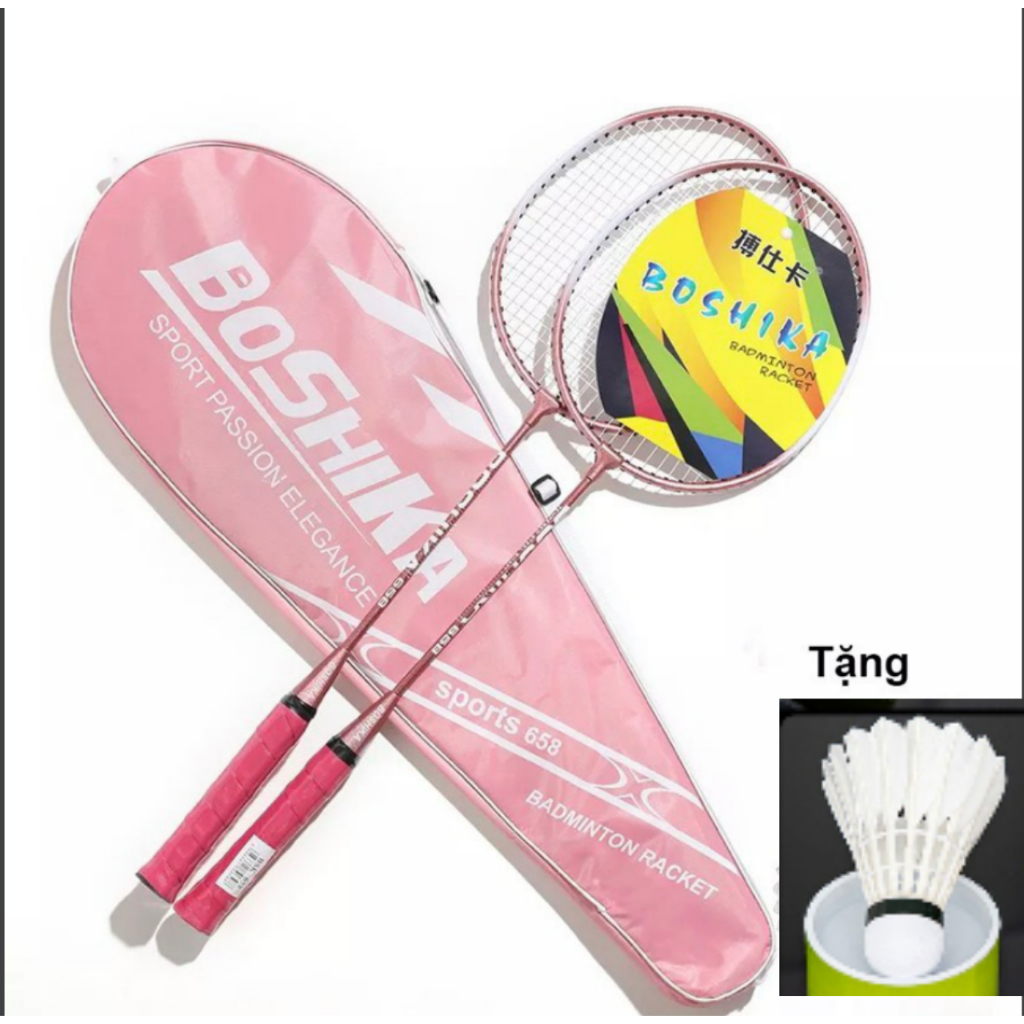 Combo set 2 chiếc vợt cầu lông BOSHIKA tặng kèm 02 quả cầu lông giá học sinh sinh viên hàng đẹp chất lượng
