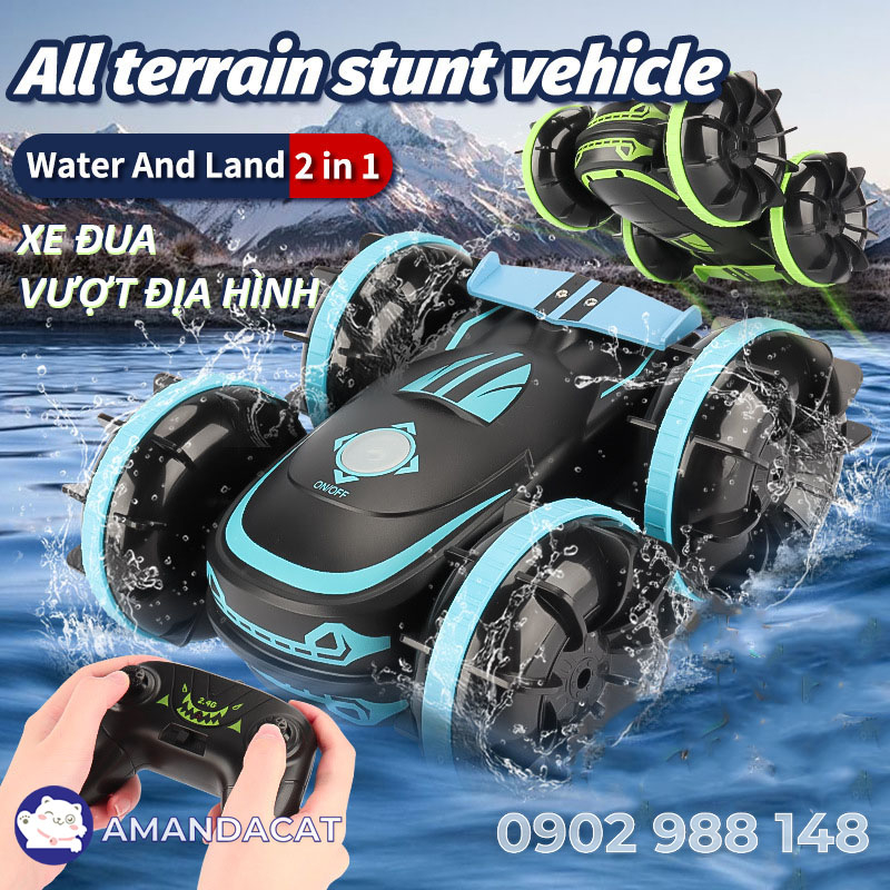 Xe đua vượt địa hình 2in1 lướt sóng có tay cầm điều khiển cao cấp, Đồ chơi xe đua điều khiển từ xa chống thấm nước