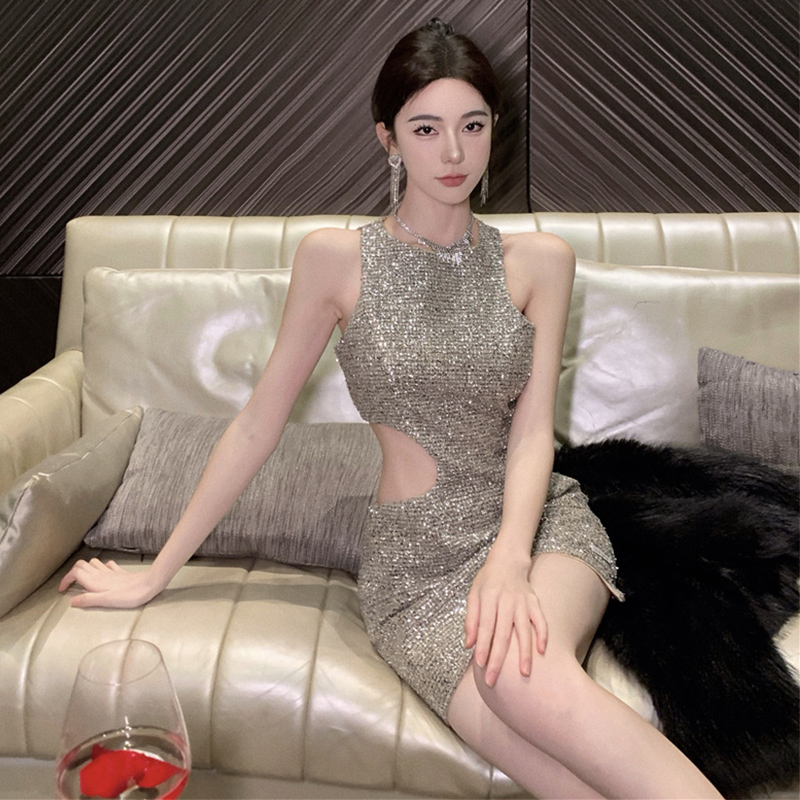 Ảnh thật 4 hình cuối-HC910.Đầm dự tiệc bling sang chảnh phong cách Hàn Quốc