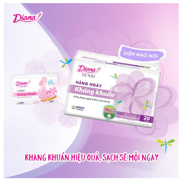 Băng Vệ Sinh Diana Hàng Ngày Sensi Kháng Khuẩn Gói 20 Miếng