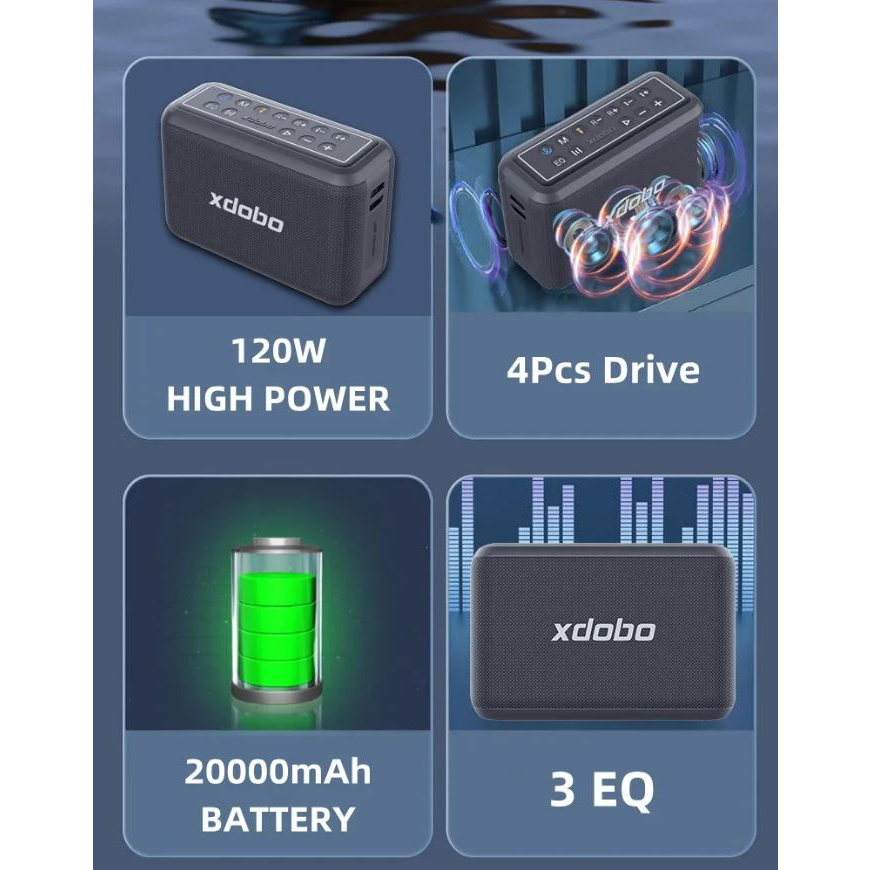 Loa Bluetooth karaoke, trợ giàng Xdobo X8 Pro 120W Siêu Trầm, mic hát nhẹ và hay, chống nước IPX5