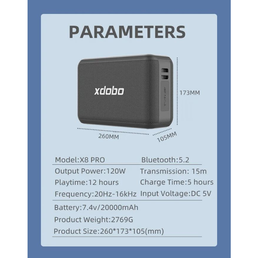 Loa Bluetooth karaoke, trợ giàng Xdobo X8 Pro 120W Siêu Trầm, mic hát nhẹ và hay, chống nước IPX5