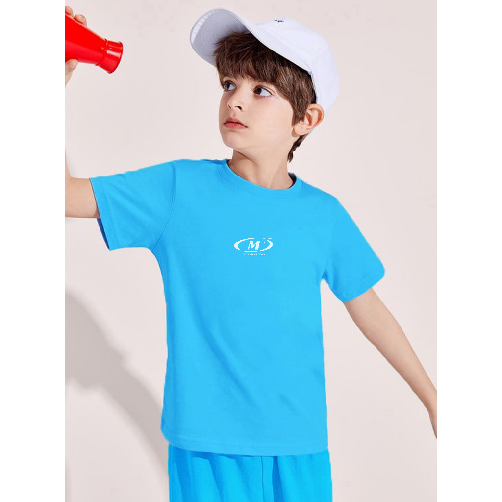 Bộ Quần áo thun cotton ngắn tay LOGO cho bé trai, bé gái  mùa hè size đại trẻ em 2, 3, 5, 6, 8, 10 tuổi MI MIDORI