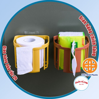 Giỏ đựng giấy vệ sinh dán tường tiện ích Việt Nhật, Khay kệ đựng đồ đa năng nhà tắm, nhà bếp (MS: 3380)