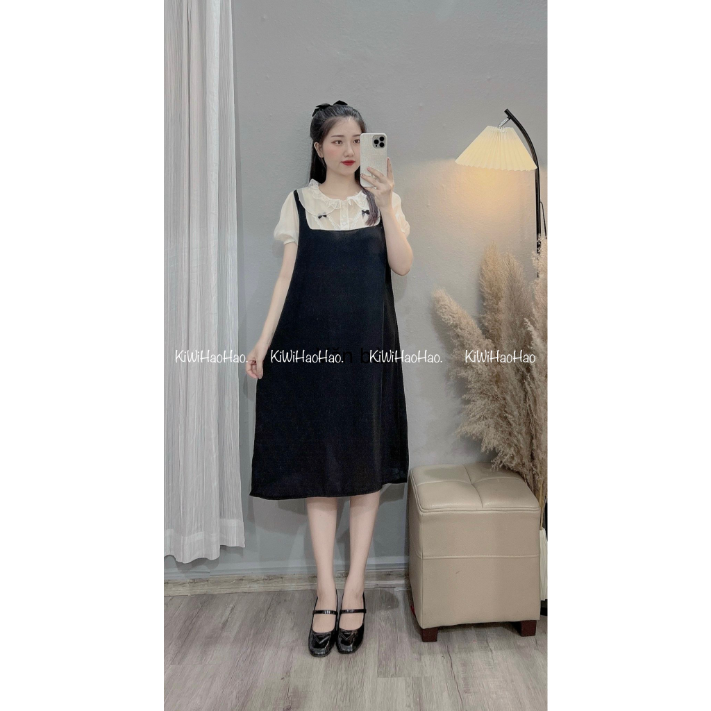 Váy bầu , đầm bầu thiết kế công sở pha trắng cổ bẻ họa tiết nơ xinh xắn trẻ trung năng động