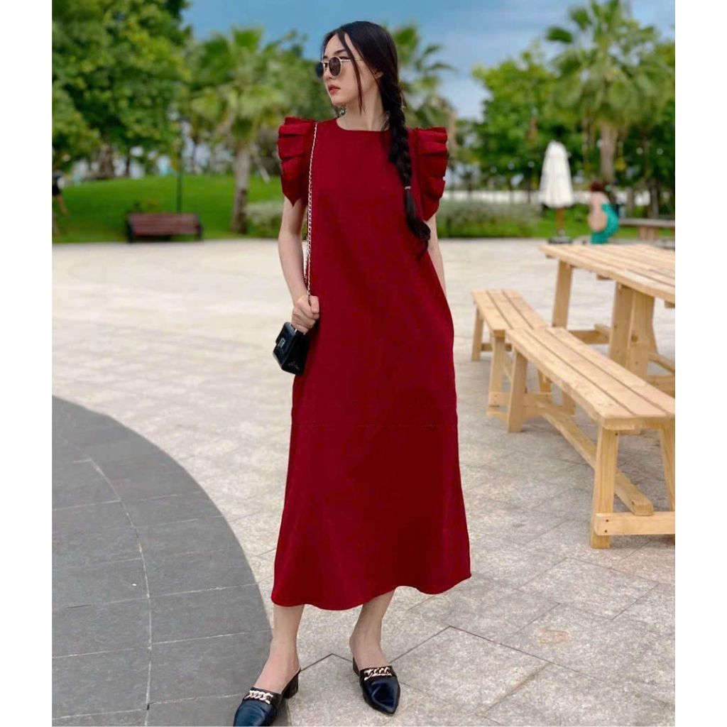 Đầm Bầu Váy Bầu Suông Tay Bồng Thời Trang Thiết Kế Xinh Xắn Mặc Đi Chơi Dự Tiệc M675 Mom and Baby