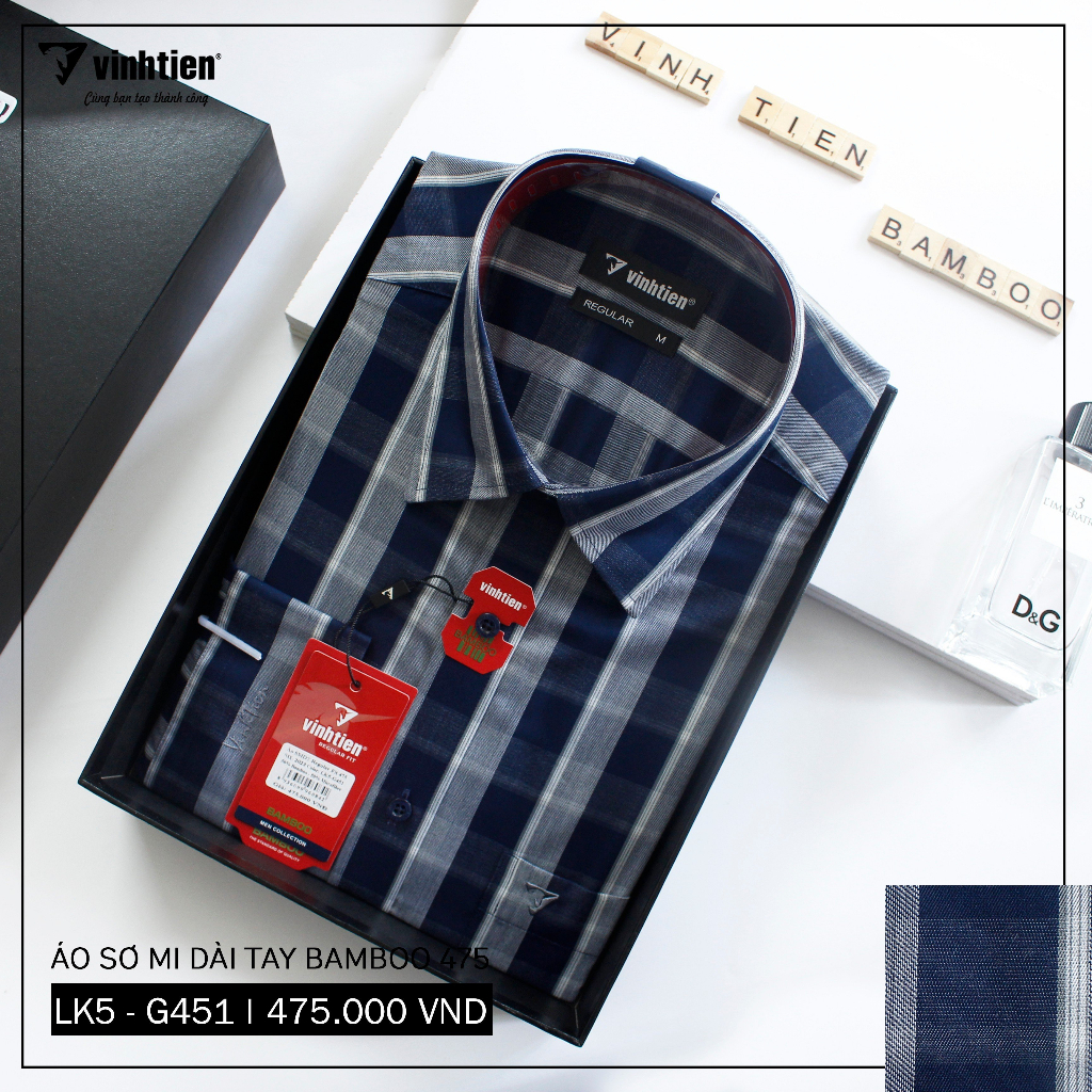 Áo Sơ Mi Dài Tay Caro Bamboo Regular Fit 475 Vĩnh Tiến - Nhiều Màu