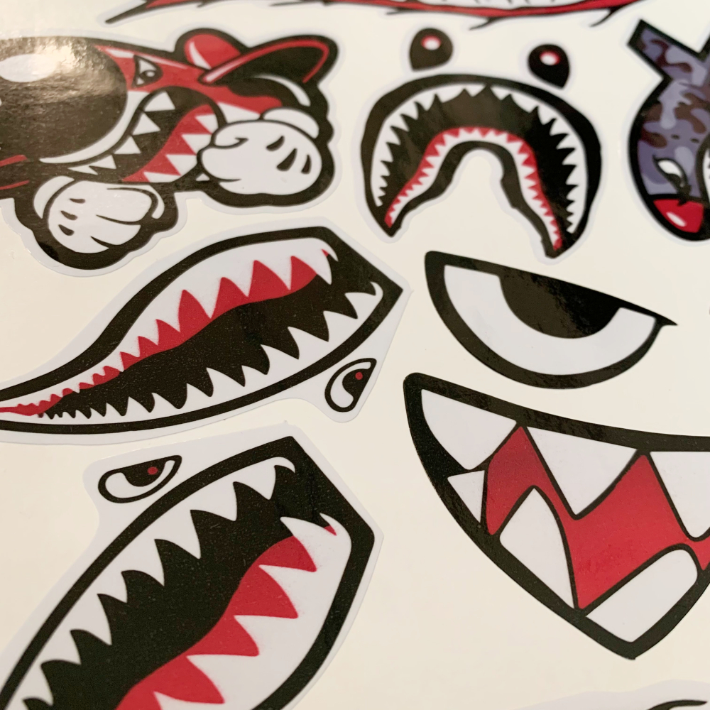 Bộ Tem Dán Xe Răng Cá Mập Đối Xứng - Team Xe Ex 150 Winner Wave Vario - Decal Dán Xe Chống Thấm Nước