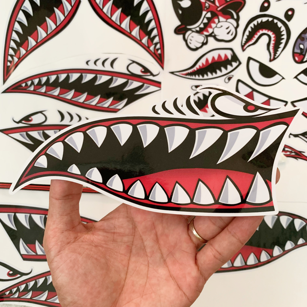 Bộ Tem Dán Xe Răng Cá Mập Đối Xứng - Team Xe Ex 150 Winner Wave Vario - Decal Dán Xe Chống Thấm Nước